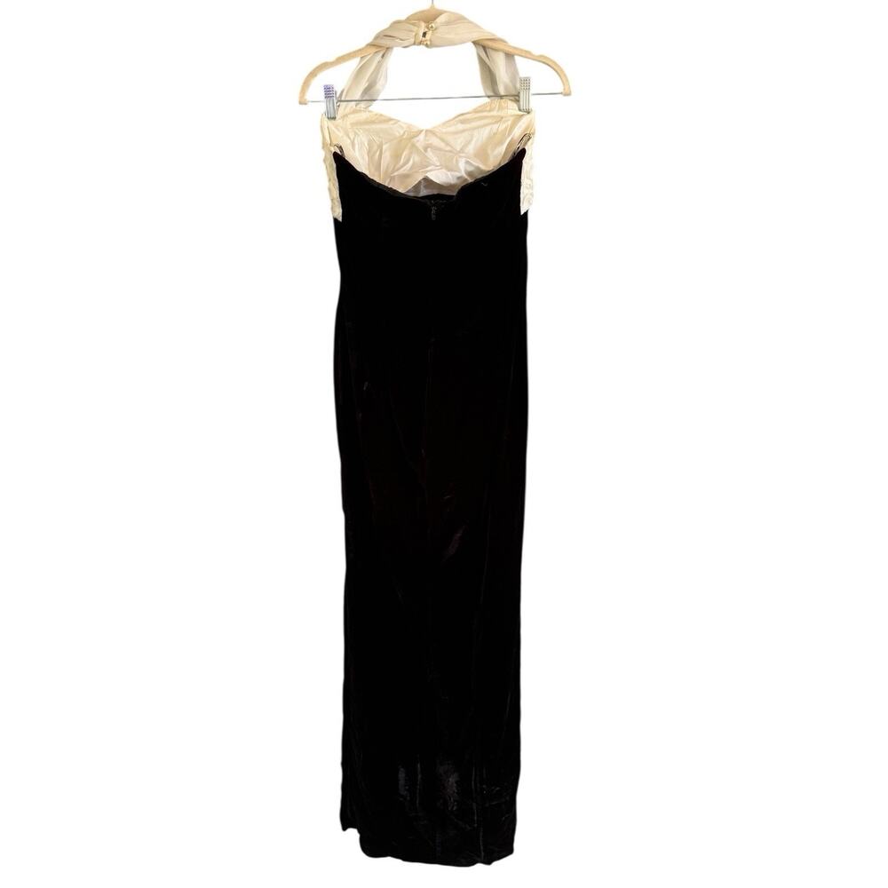 Zum Zum Vintage Dress Black Velvet Baby Doll Halter Formal Midi Dress Size 8 Y2K - Picture 4 of 12